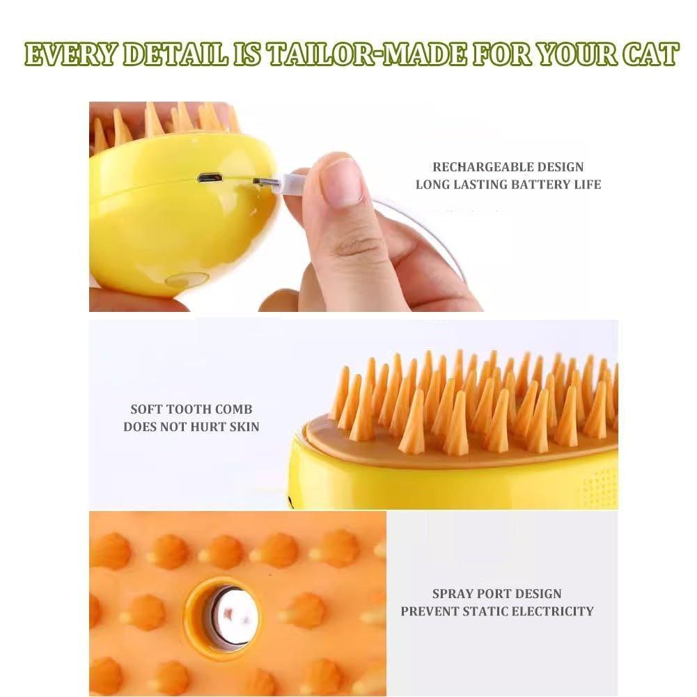 3-in-1 Electric Steam Brush for Cats & Dogs