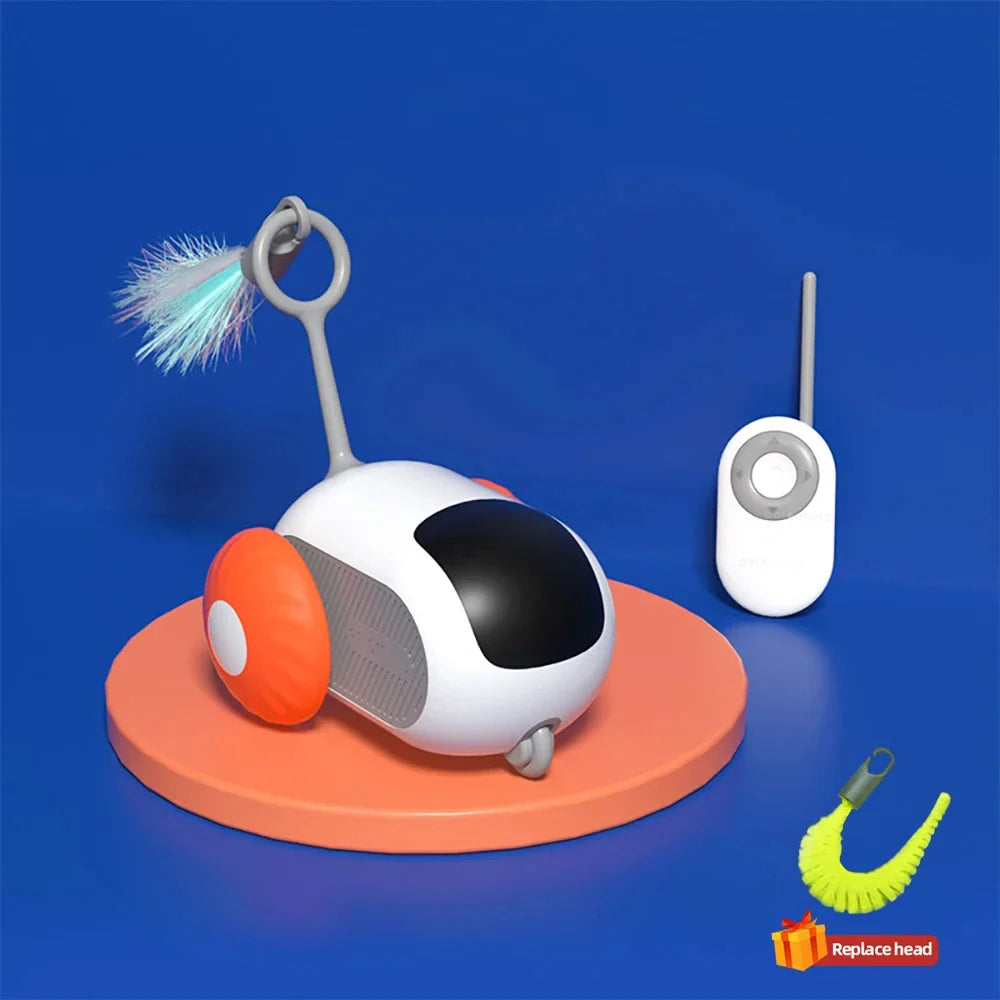Pet toy with remote control on a blue background