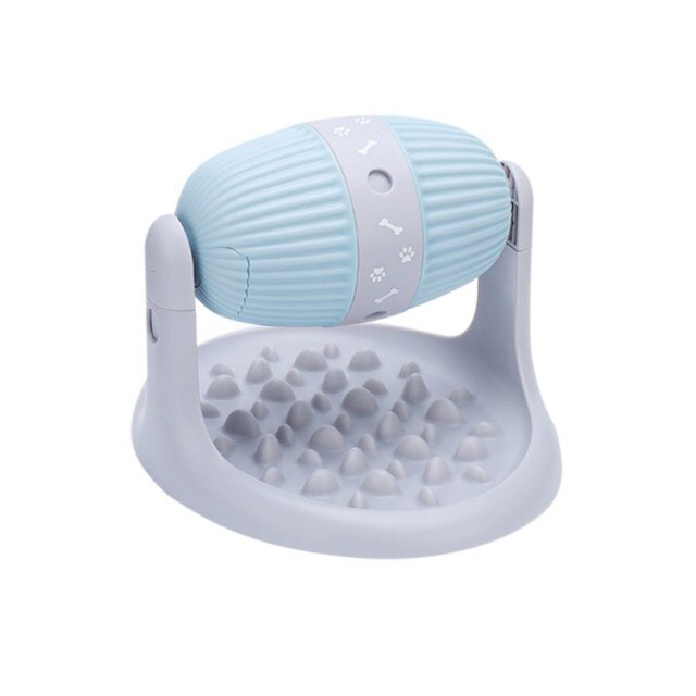 Light blue and gray pet toy on a white background