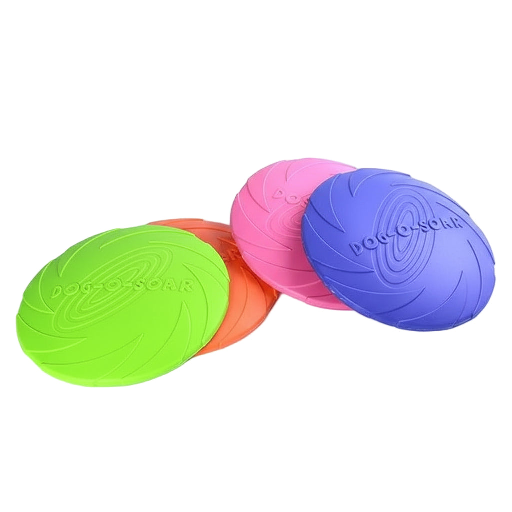Colorful dog toys with 'Dog-O-Snoar' branding on a white background with green leaves.
