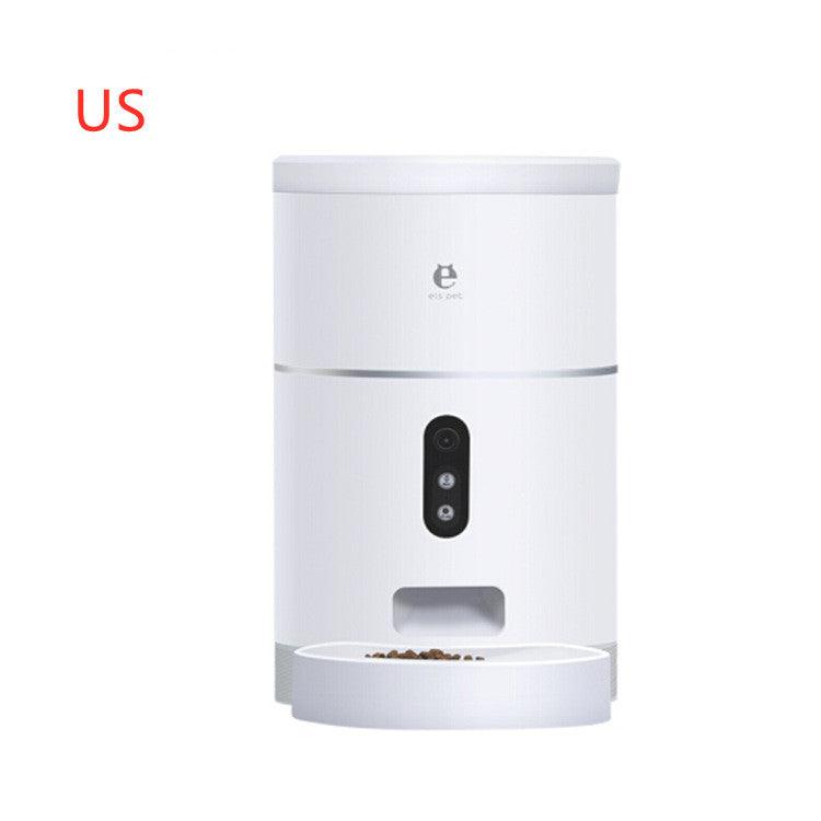 White pet feeder with a visible brand logo on a white background