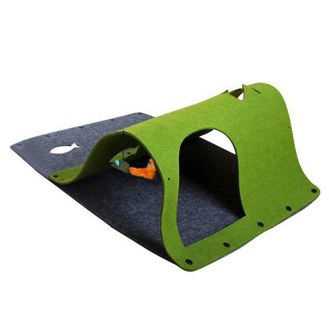 Green pet playpen on a gray mat with a white background